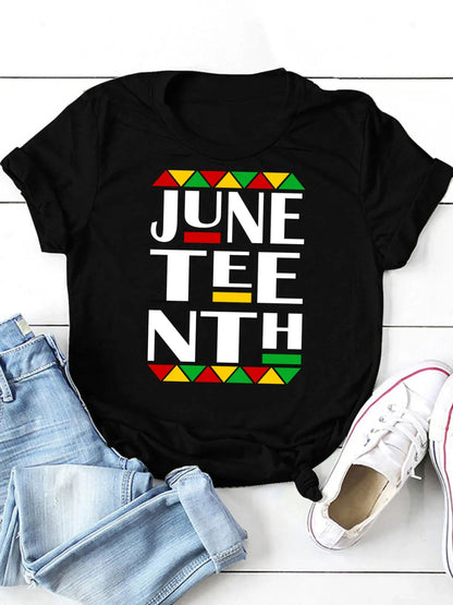 Juneteenth Women's Graphic Tee: Stylish Short Sleeve for Spring & Summer - B&R African Styles