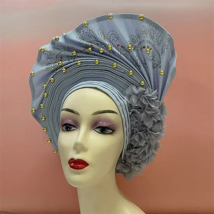 Aso Oke Auto Gele Headtie Handmade African Cap Nigerian Wedding Gele Women - B&R African Styles