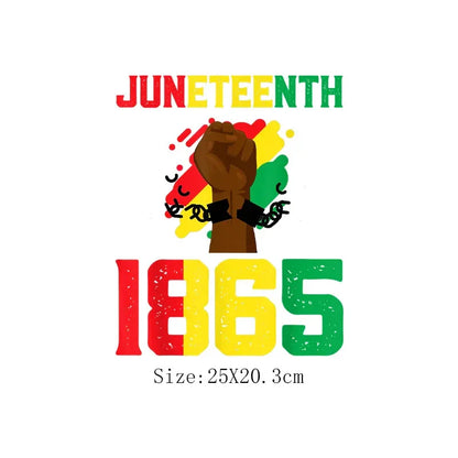 Juneteenth Thermal Sticker For Clothing Iron On Transfer Patch For Women And Men T-Shirt Hoodie DIY Washable Applique On Clothes - B&R African Styles