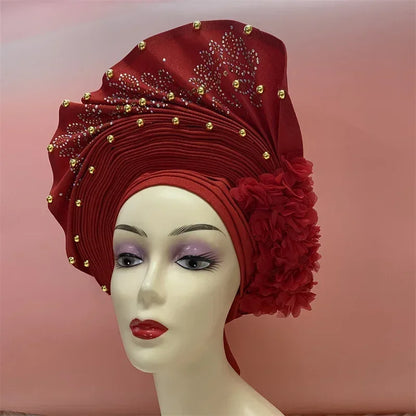 Aso Oke Auto Gele Headtie Handmade African Cap Nigerian Wedding Gele Women - B&R African Styles