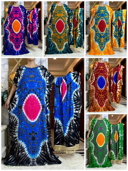 Summer Cotton Kaftan Abaya with Big Scarf – Comfortable & Stylish - B&R African Styles