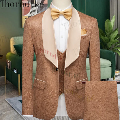 Thorndike Men's Suit Tuxedo 3pcs Slim Fit Blazer - B&R African Styles