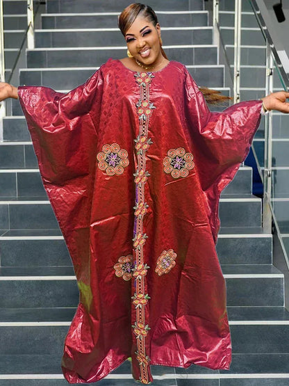 Elegant African Bazin Riche Wedding Party Dress - B&R African Styles