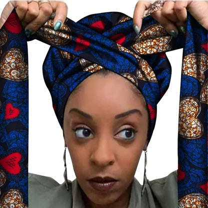 African Print Bonnet With Long Ribbon Wrap Single Layer Head Wrap Ankara Pattern - B&R African Styles