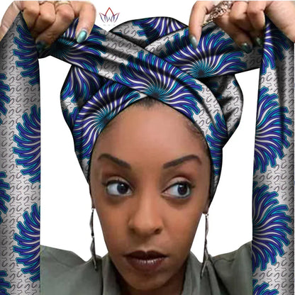 African Print Bonnet With Long Ribbon Wrap Single Layer Head Wrap Ankara Pattern - B&R African Styles