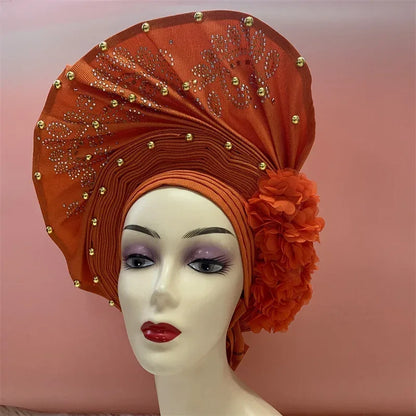 Aso Oke Auto Gele Headtie Handmade African Cap Nigerian Wedding Gele Women - B&R African Styles
