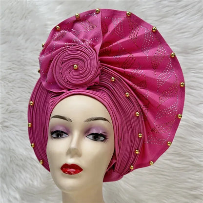Aso Oke Auto Gele Headtie Handmade African Cap Nigerian Wedding Gele Women - B&R African Styles