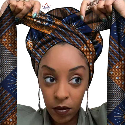 African Print Bonnet With Long Ribbon Wrap Single Layer Head Wrap Ankara Pattern - B&R African Styles
