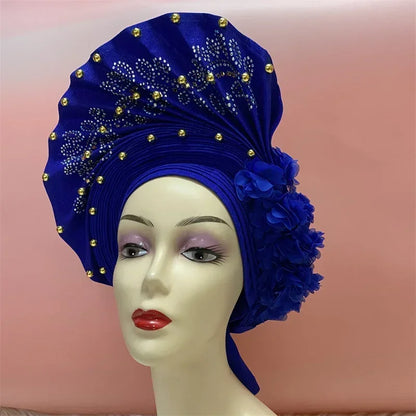 Aso Oke Auto Gele Headtie Handmade African Cap Nigerian Wedding Gele Women - B&R African Styles