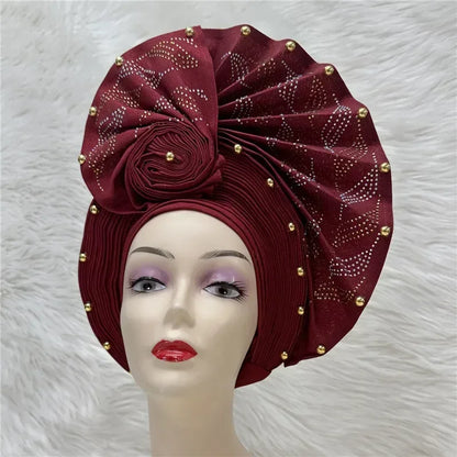 Aso Oke Auto Gele Headtie Handmade African Cap Nigerian Wedding Gele Women - B&R African Styles