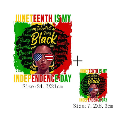 Juneteenth Thermal Sticker For Clothing Iron On Transfer Patch For Women And Men T-Shirt Hoodie DIY Washable Applique On Clothes - B&R African Styles