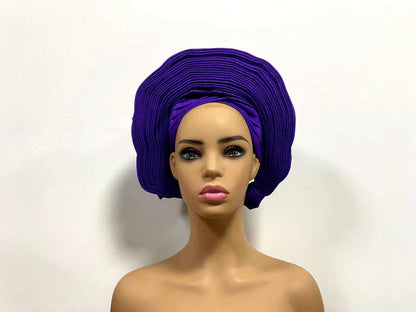 Head Wrap African Aso Oke Gele Headtie Auto Gele With Beads For Wedding Party - B&R African Styles
