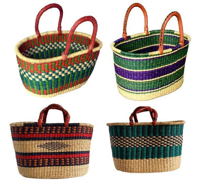 AFRICAN OVAL BOLGA GHANA BASKETS - ASSORTED COLORS, 1 EA - B&R African Styles