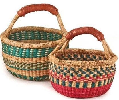 Small African Market Basket Ghana Bolga Assorted 9"-11" Acr - B&R African Styles