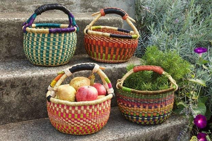 Small African Market Basket Ghana Bolga Assorted 9"-11" Acr - B&R African Styles