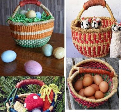 Small African Market Basket Ghana Bolga Assorted 9"-11" Acr - B&R African Styles