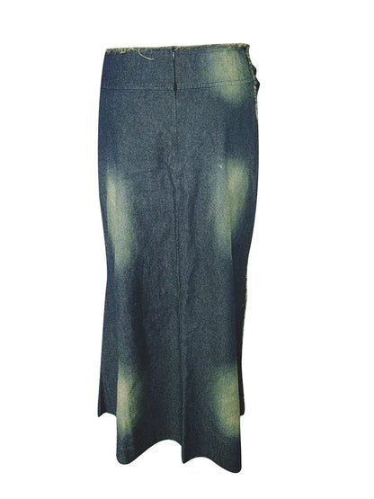 Vintage High Waist Denim Maxi Skirt - B&R African Styles