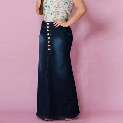 Trendy High-Waist Denim Skirt