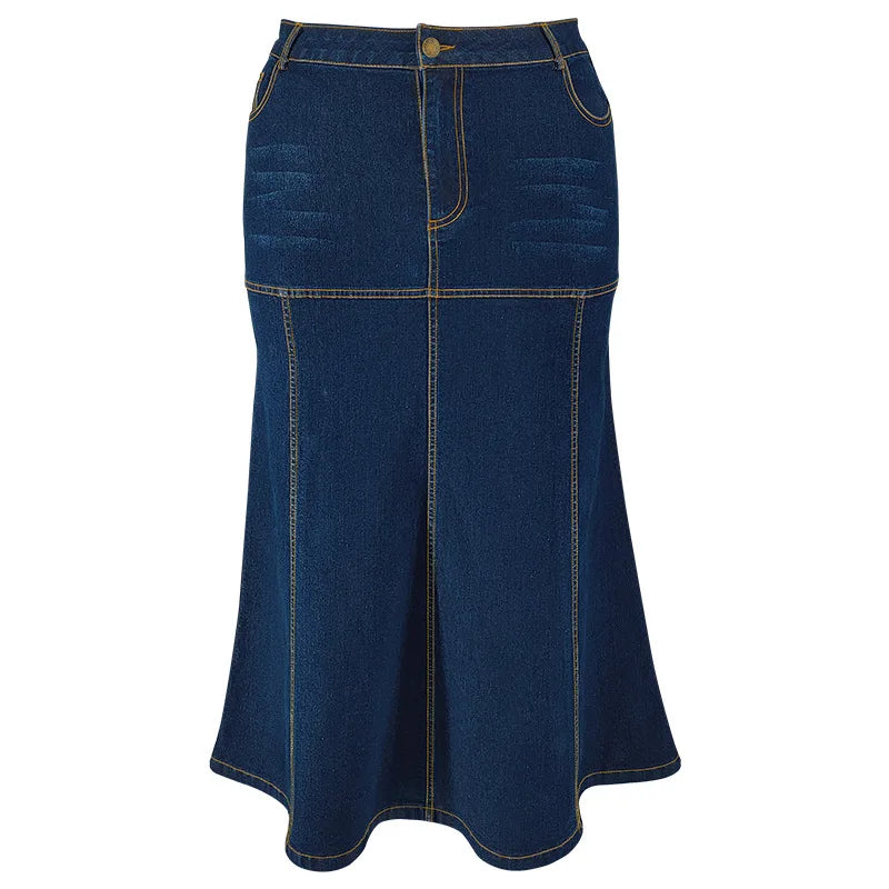 Retro High-waist Denim Pencil Skirt