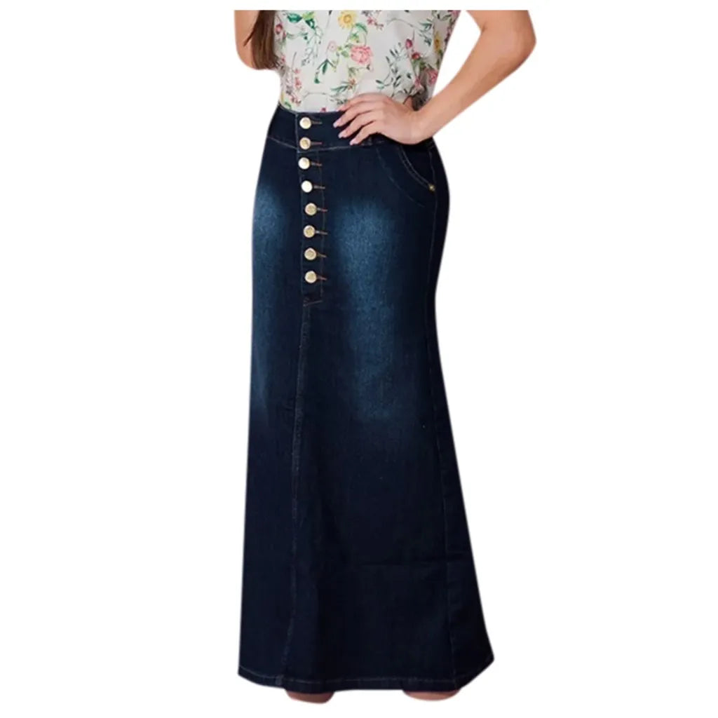 Trendy High-Waist Denim Skirt