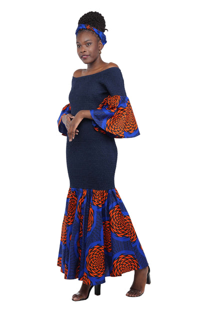 African Ankara Print Mermaid Fish Tail Dress