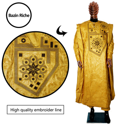 Elegant 3pcs African Bazin Riche Embroidery Outfit