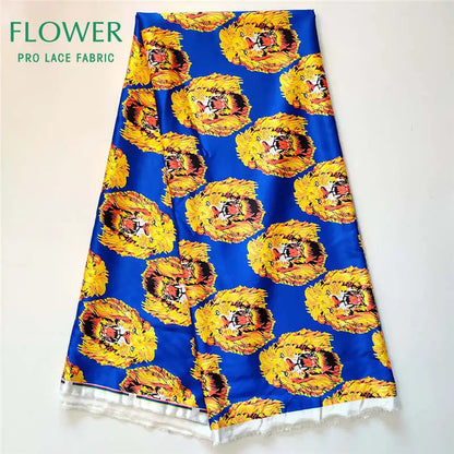 Lion Heads Ankara Silk Fabrics