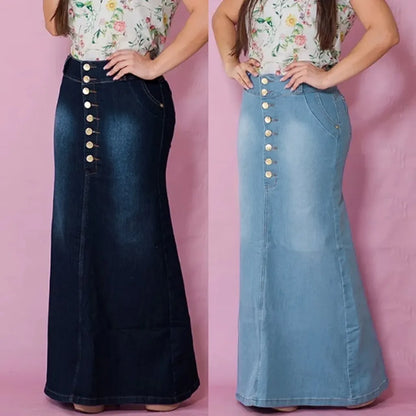 Trendy High-Waist Denim Skirt