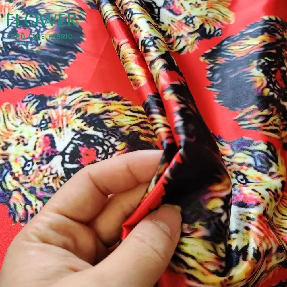 Lion Heads Ankara Silk Fabrics