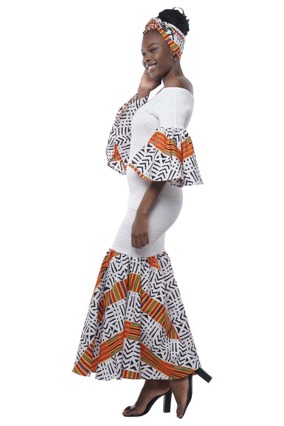 Elegant White African Mermaid Dress