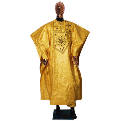 Elegant 3pcs African Bazin Riche Embroidery Outfit