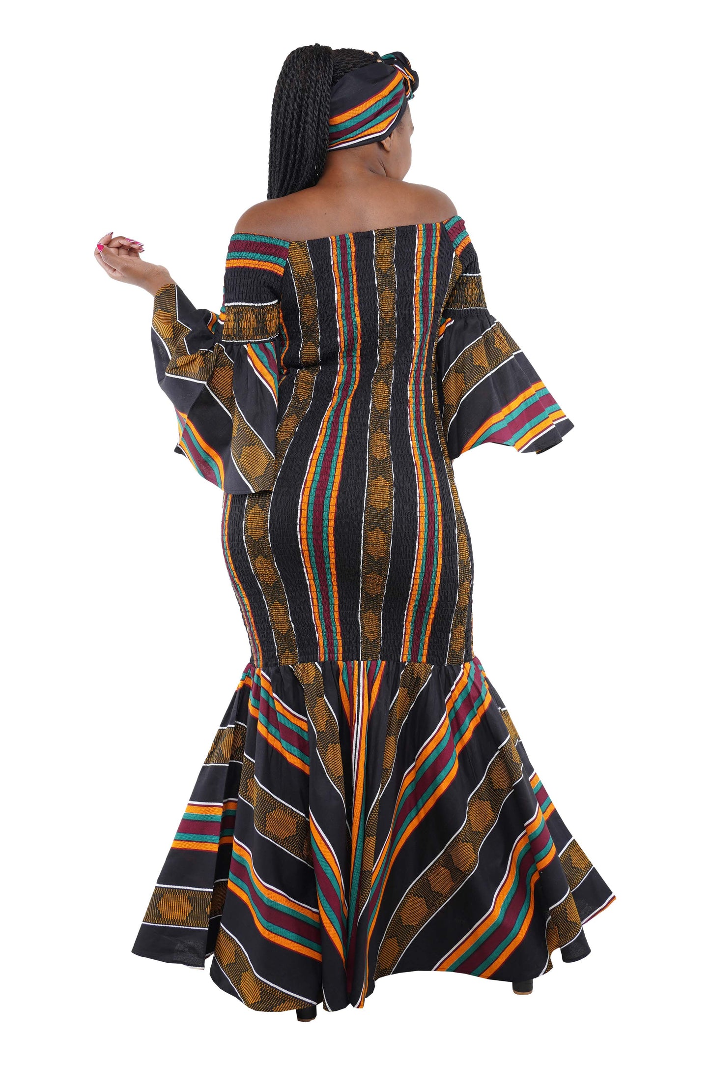 African Black Kente Mermaid Dress