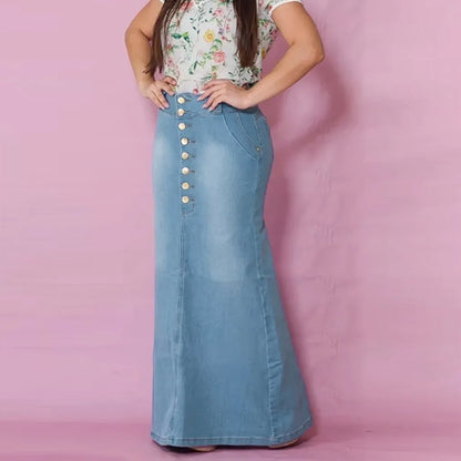 Trendy High-Waist Denim Skirt