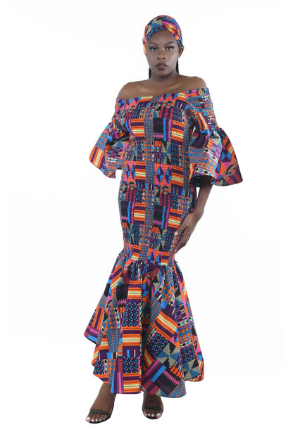 Elegant Kente Mermaid Dress