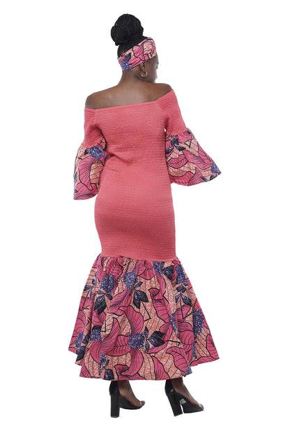 African Pink Mermaid Tail Dress