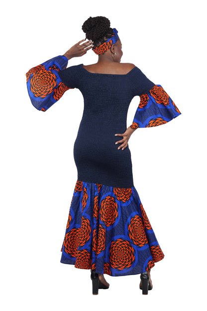 African Ankara Print Mermaid Fish Tail Dress