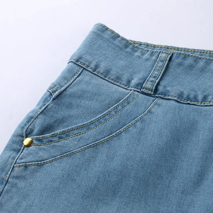 Trendy High-Waist Denim Skirt