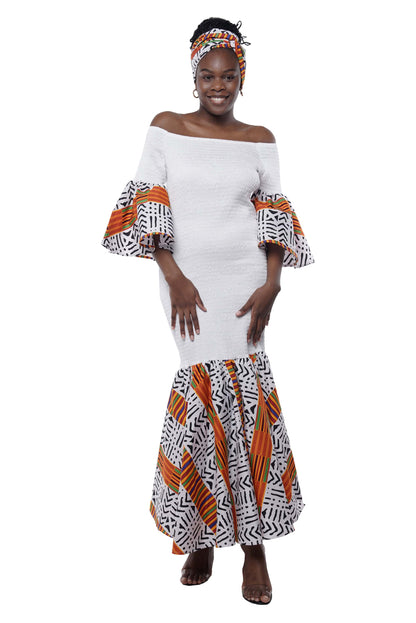 Elegant White African Mermaid Dress