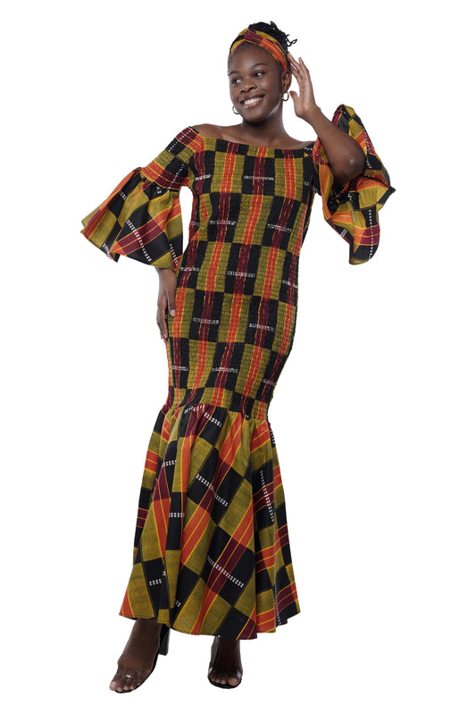 African Golden Kente MermaidTail Dress