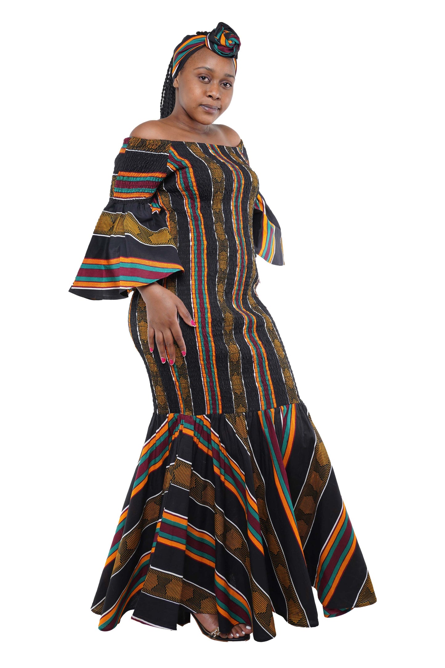 African Black Kente Mermaid Dress