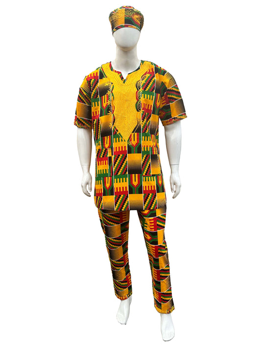 Vibrant Kente Men's Pant Ensemble