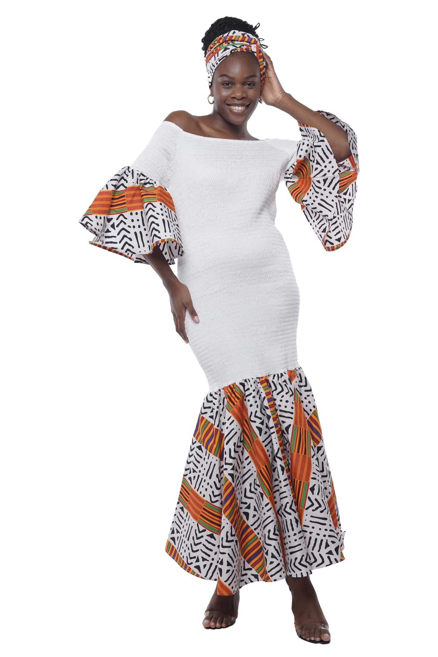 Elegant White African Mermaid Dress