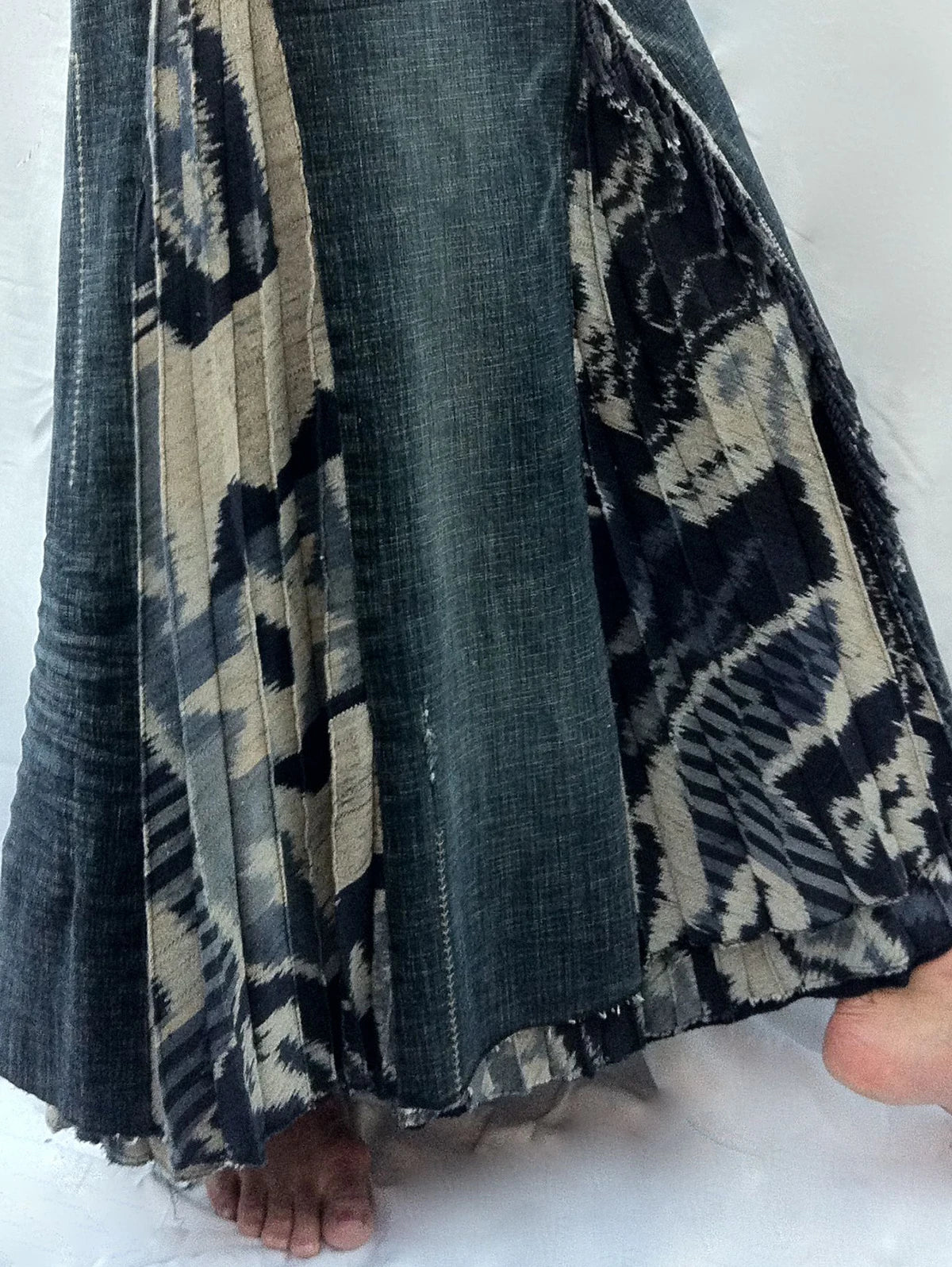 Chic Patchwork Vintage Denim Skirt