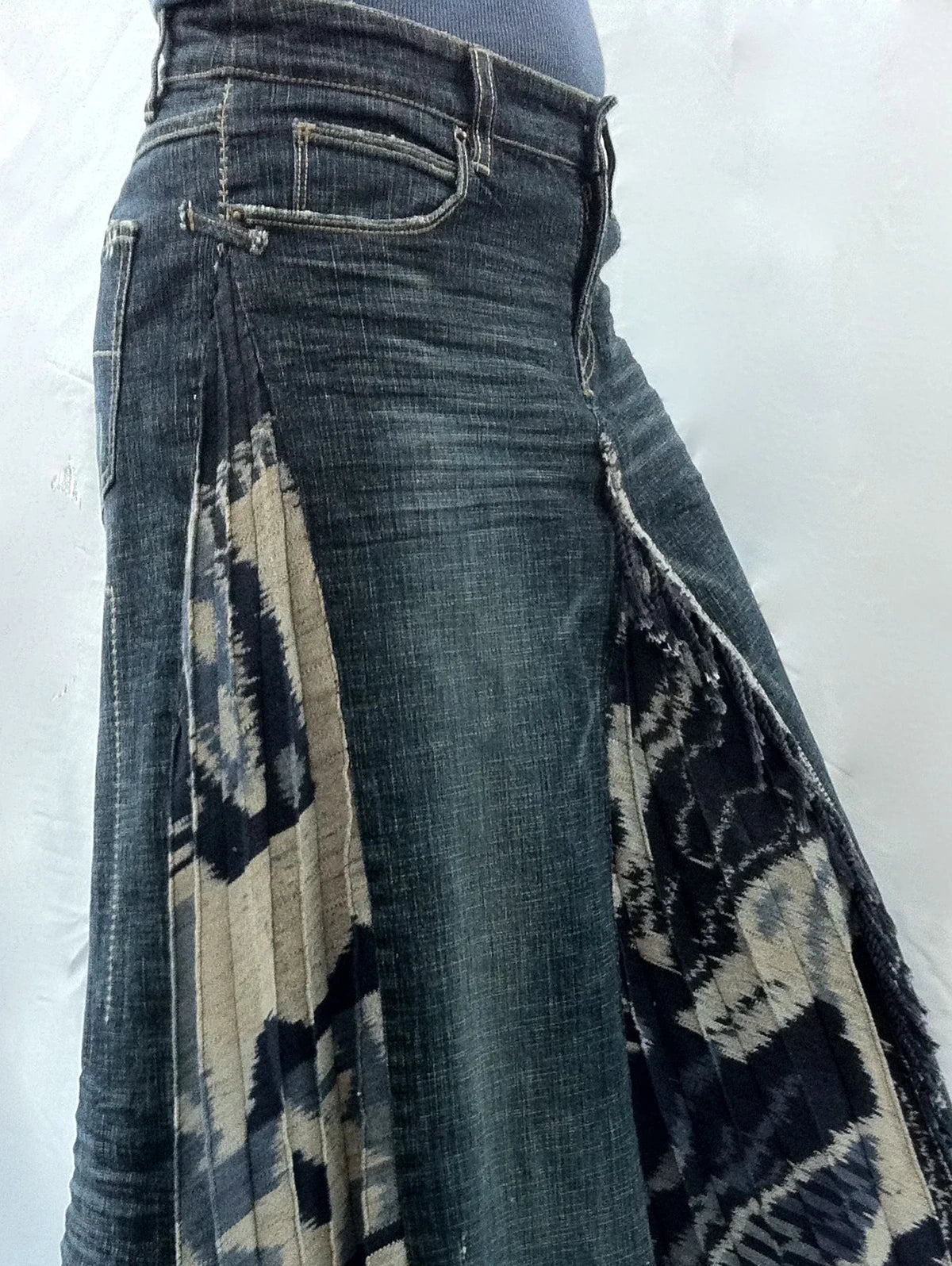 Chic Patchwork Vintage Denim Skirt