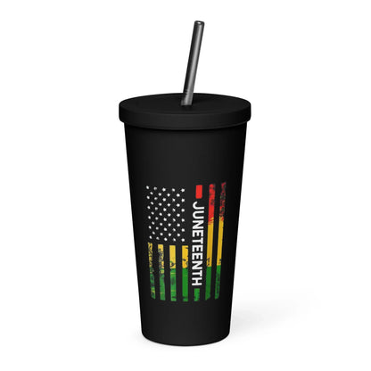 Juneteenth Flag Insulated tumbler with a straw - B&R African Styles