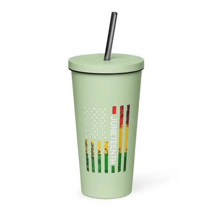Juneteenth Flag Insulated tumbler with a straw - B&R African Styles