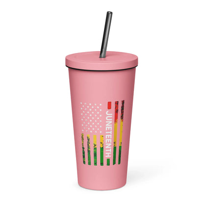 Juneteenth Flag Insulated tumbler with a straw - B&R African Styles
