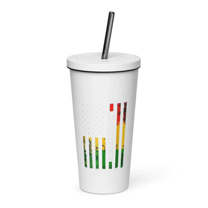 Juneteenth Flag Insulated tumbler with a straw - B&R African Styles