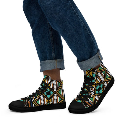 Ankara Men’s high top canvas shoes - B&R African Styles