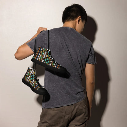 Ankara Men’s high top canvas shoes - B&R African Styles